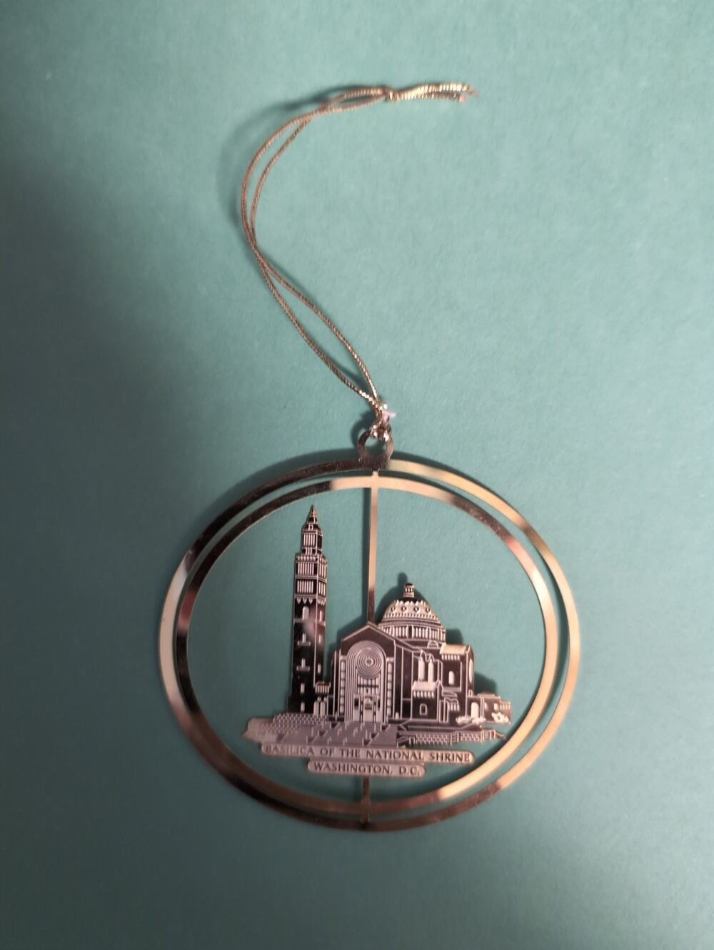 Basilica National Shrine Washington DC Metal Christmas Ornament Vtg